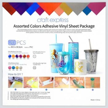 Set Craft Express de Vinilo Adhesivo Deco de Colores Surtidos 20 piezas de 30.5x30.5 cm